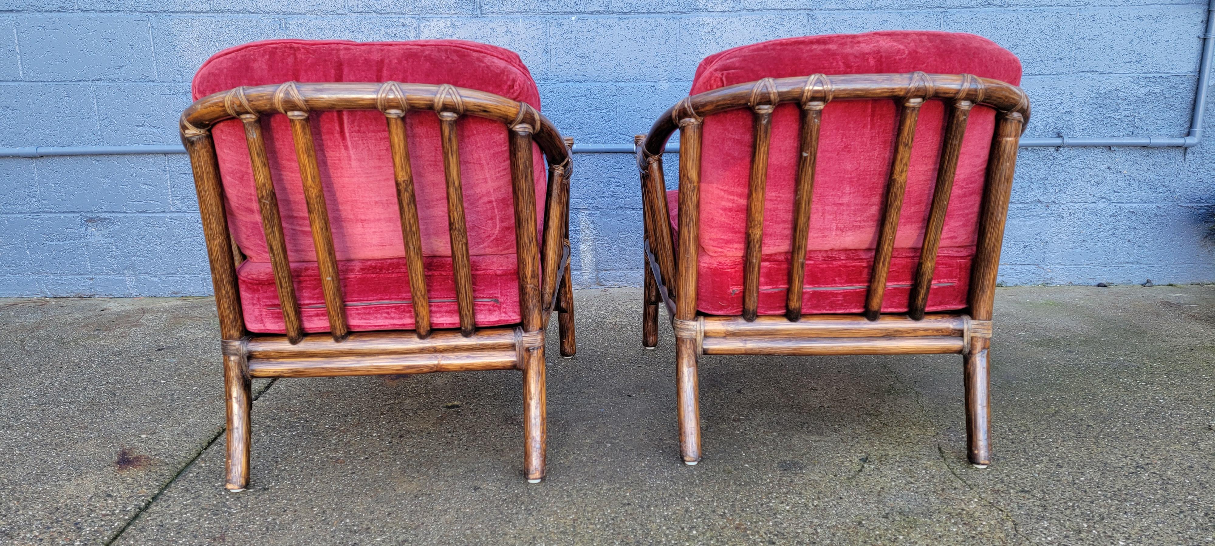 Organic Modern McGuire Furniture Rattan Bamboo Lounge Chairs a Pair