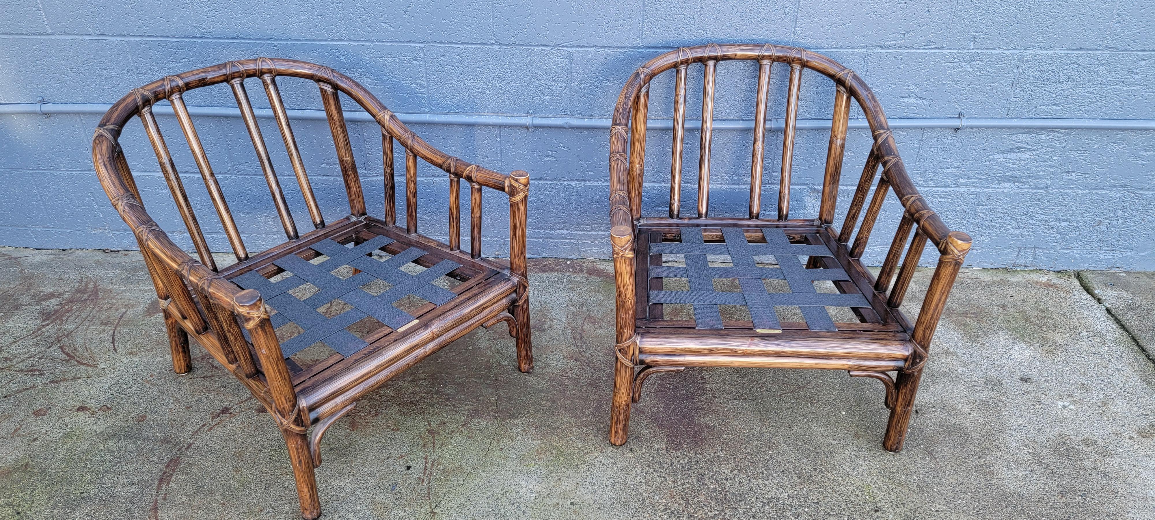 McGuire Furniture Rattan Bamboo Lounge Chairs A Pair 6