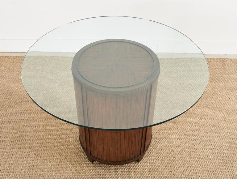 Veneer McGuire Organic Modern Bamboo Oak Pedestal Dining Table For Sale