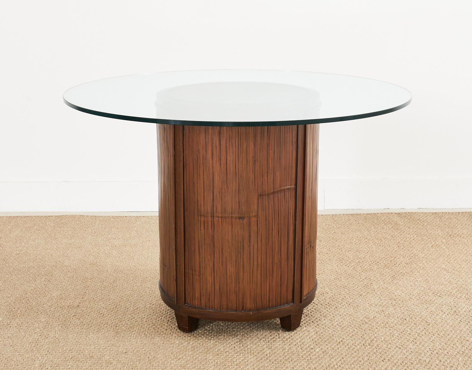 Veneer McGuire Organic Modern Bamboo Oak Pedestal Dining Table For Sale