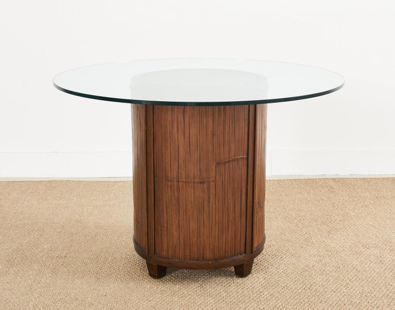 McGuire Organic Modern Bamboo Oak Pedestal Dining Table In Good Condition For Sale In Rio Vista, CA