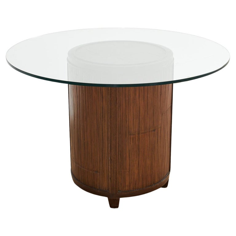 McGuire Organic Modern Bamboo Oak Pedestal Dining Table For Sale
