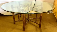 McGuire Organic Modern Bamboo Rattan and Glass Round Dining Table