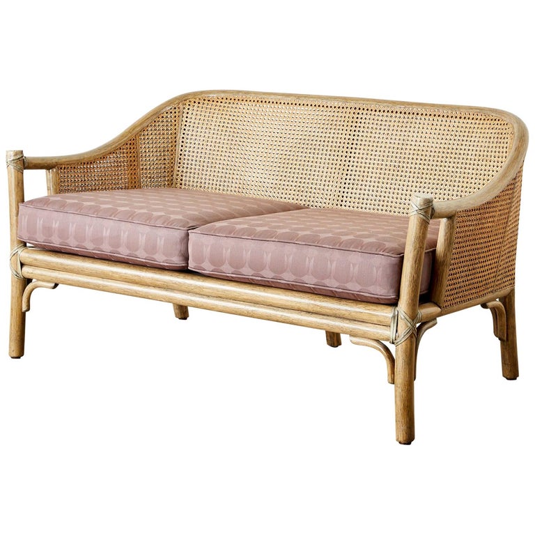 McGuire Organic Modern Bamboo Rattan Cane Settee For Sale at 1stDibs