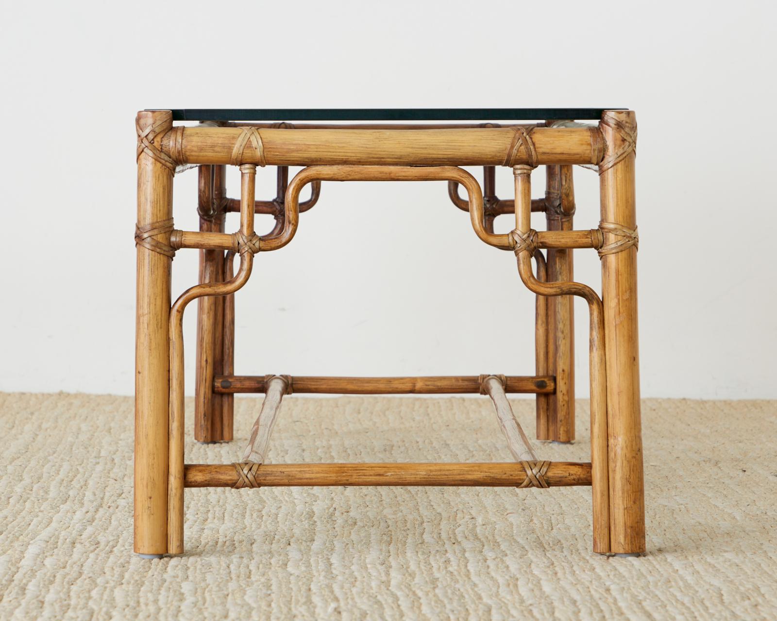 McGuire Organic Modern Bamboo Rattan Cocktail Table In Good Condition In Rio Vista, CA