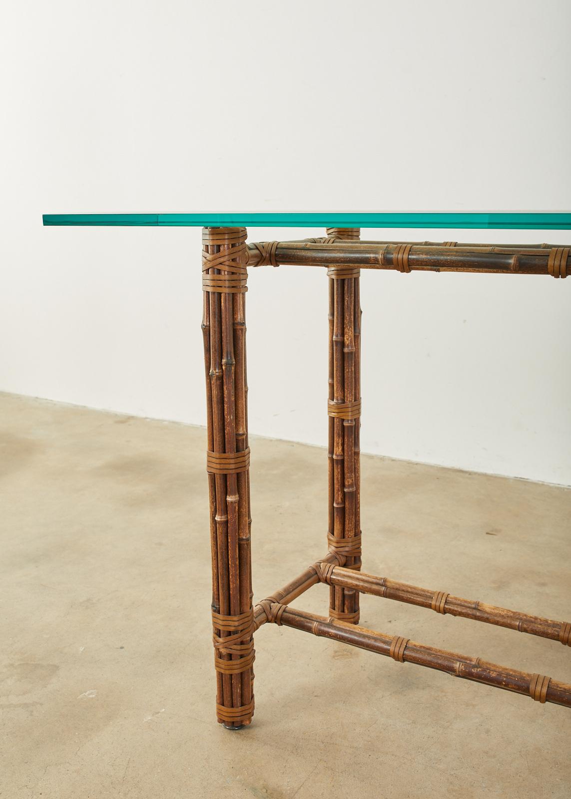 McGuire Organic Modern Bamboo Rattan Console Sofa Table For Sale 3
