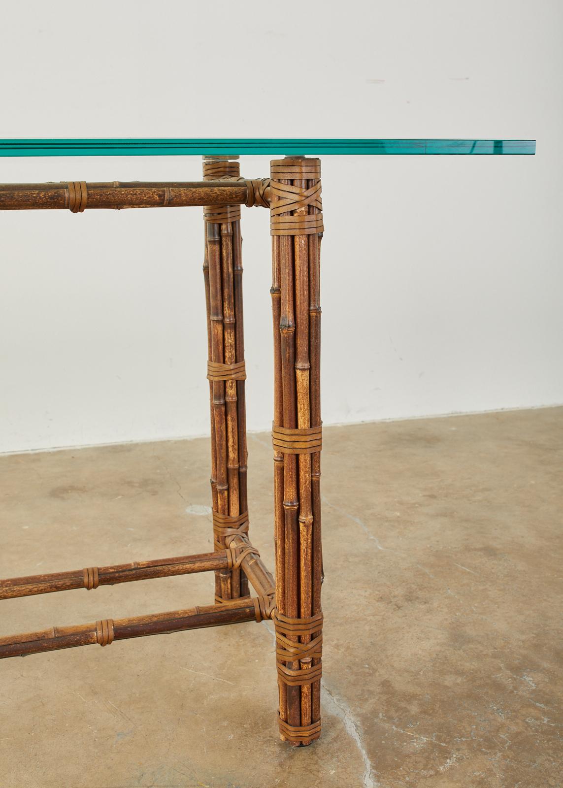 McGuire Organic Modern Bamboo Rattan Console Sofa Table For Sale 4