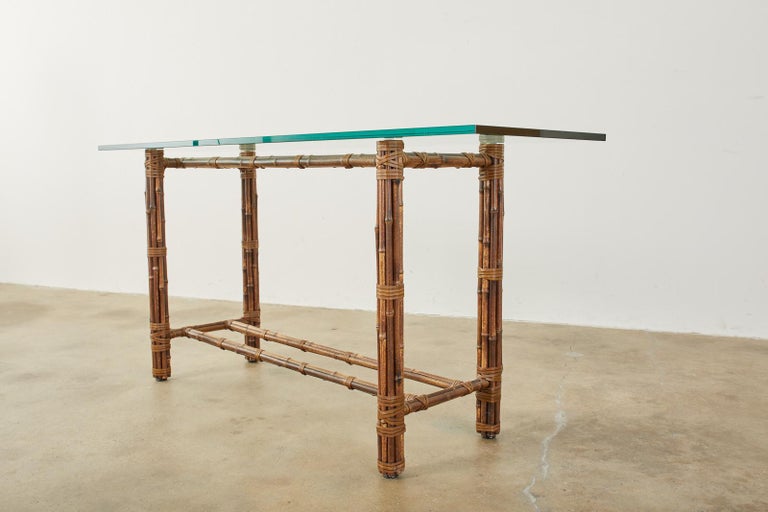 McGuire Organic Modern Bamboo Rattan Console Sofa Table For Sale 7