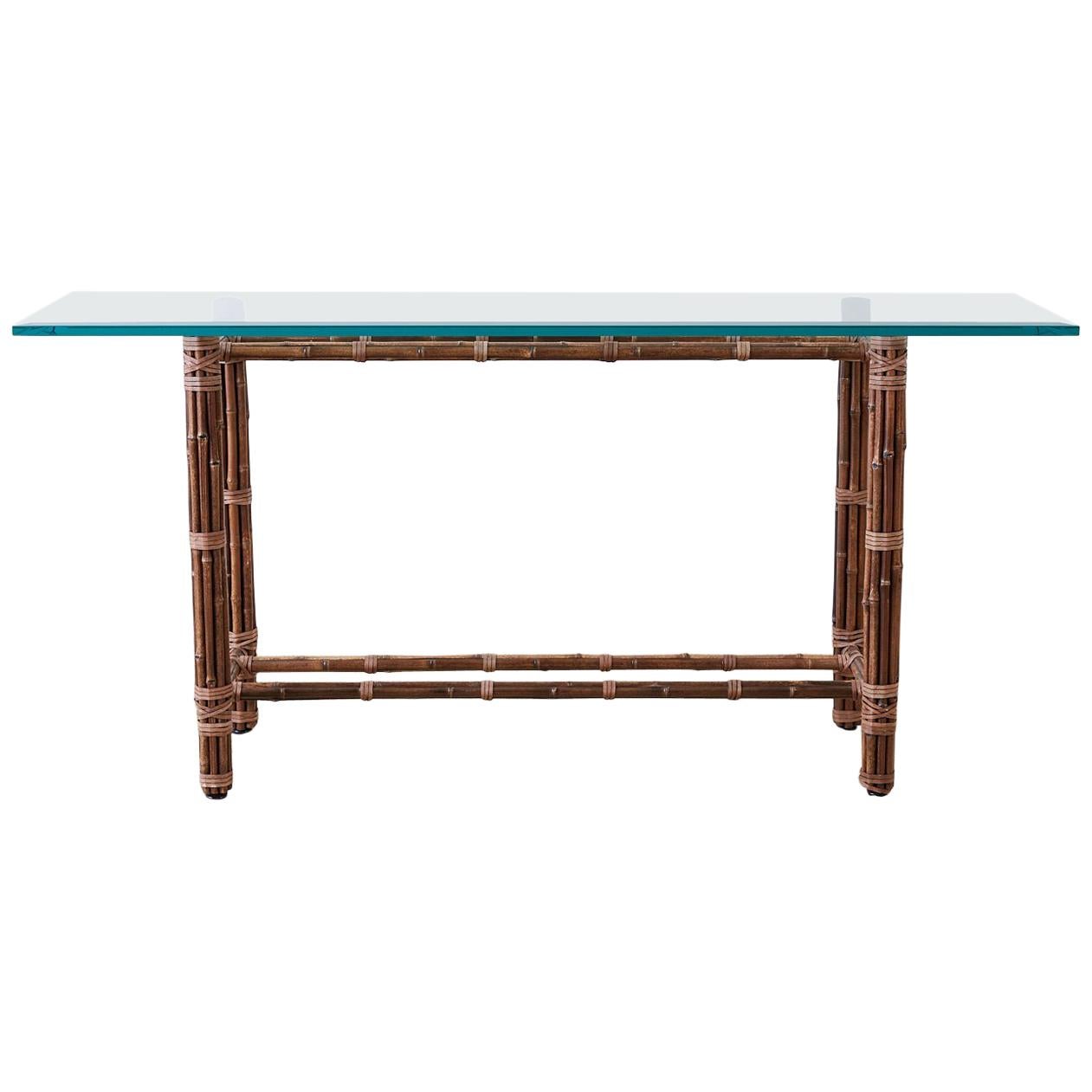 McGuire Organic Modern Bamboo Rattan Console Sofa Table