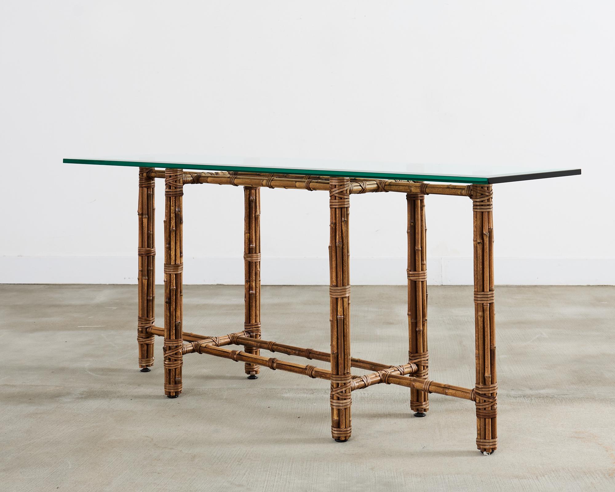 American McGuire Organic Modern Bamboo Rattan Console Table