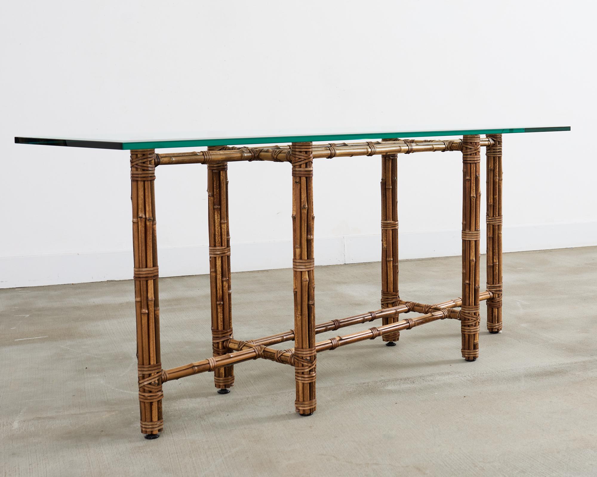 McGuire Organic Modern Bamboo Rattan Console Table In Good Condition In Rio Vista, CA