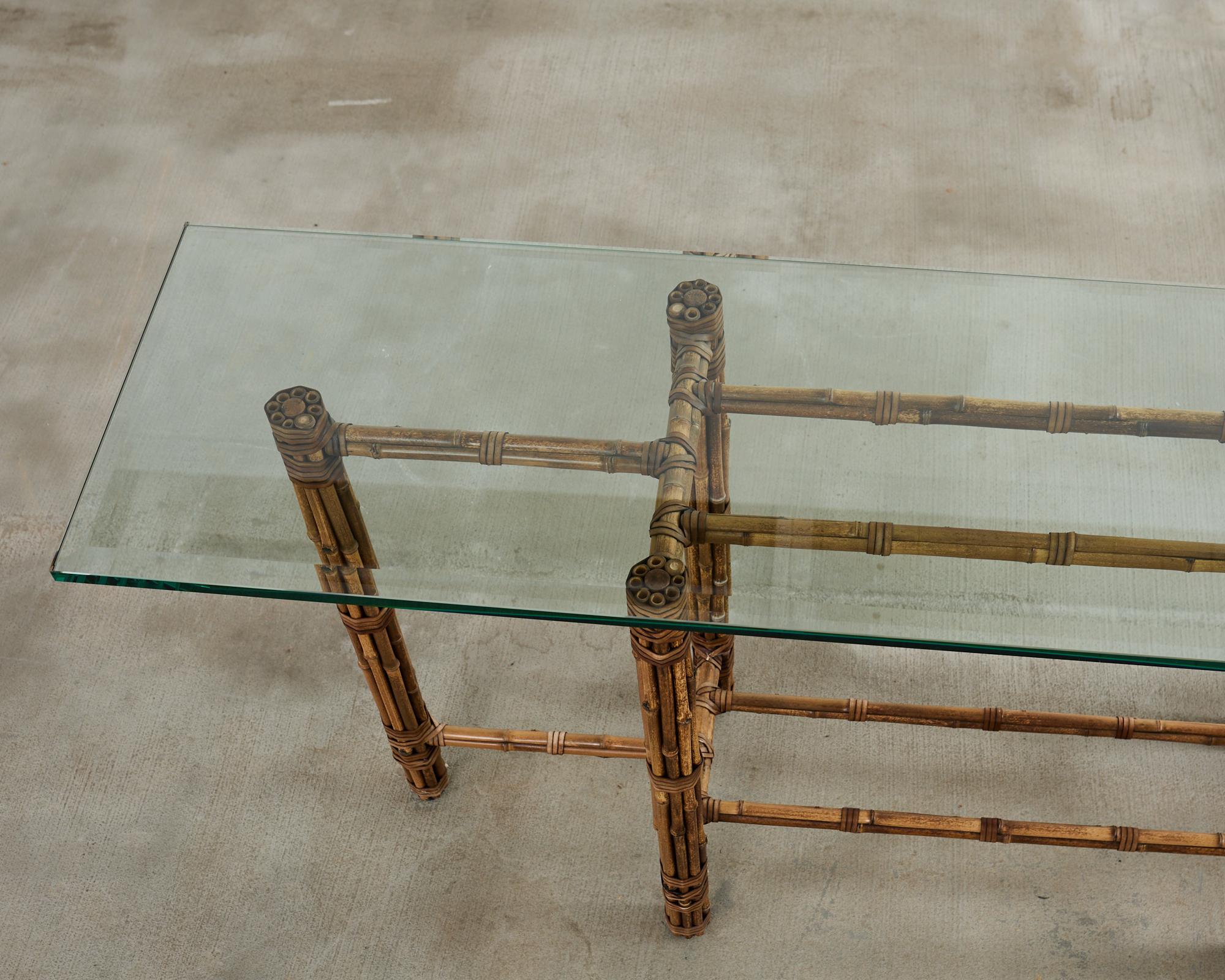 McGuire Organic Modern Bamboo Rattan Console Table 1