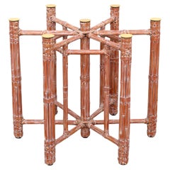 McGuire Organic Modern Bamboo Rattan Hexagonal Dining Table Base for Glass Top