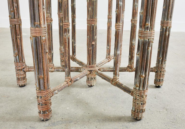 McGuire Organic Modern Bamboo Rattan Hexagonal Dining Table For Sale 3
