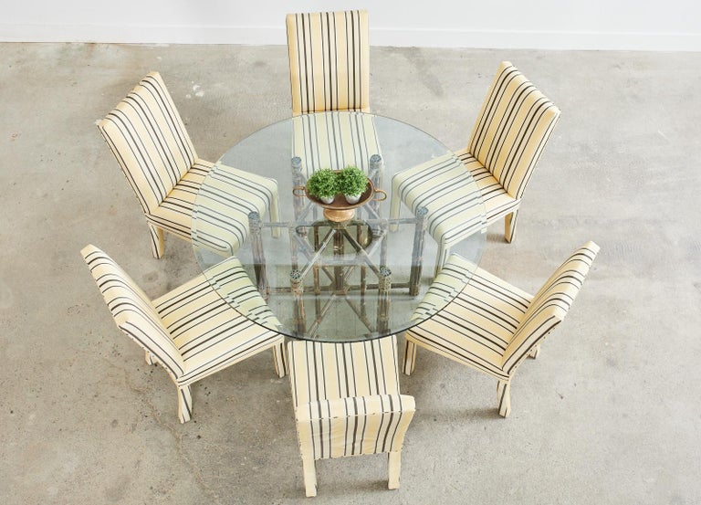 McGuire Organic Modern Bamboo Rattan Hexagonal Dining Table For Sale 5