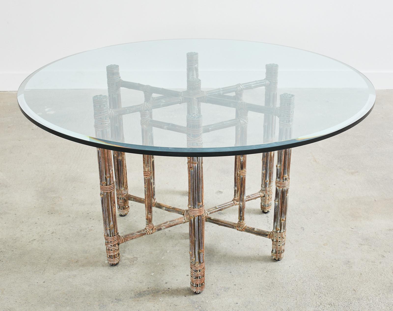 McGuire Organic Modern Bamboo Rattan Hexagonal Dining Table For Sale 12