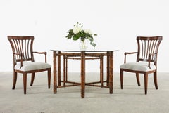 McGuire Organic Modern Bamboo Rattan Hexagonal Dining Table