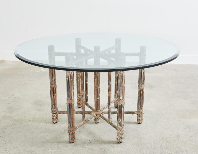 American McGuire Organic Modern Bamboo Rattan Hexagonal Dining Table For Sale