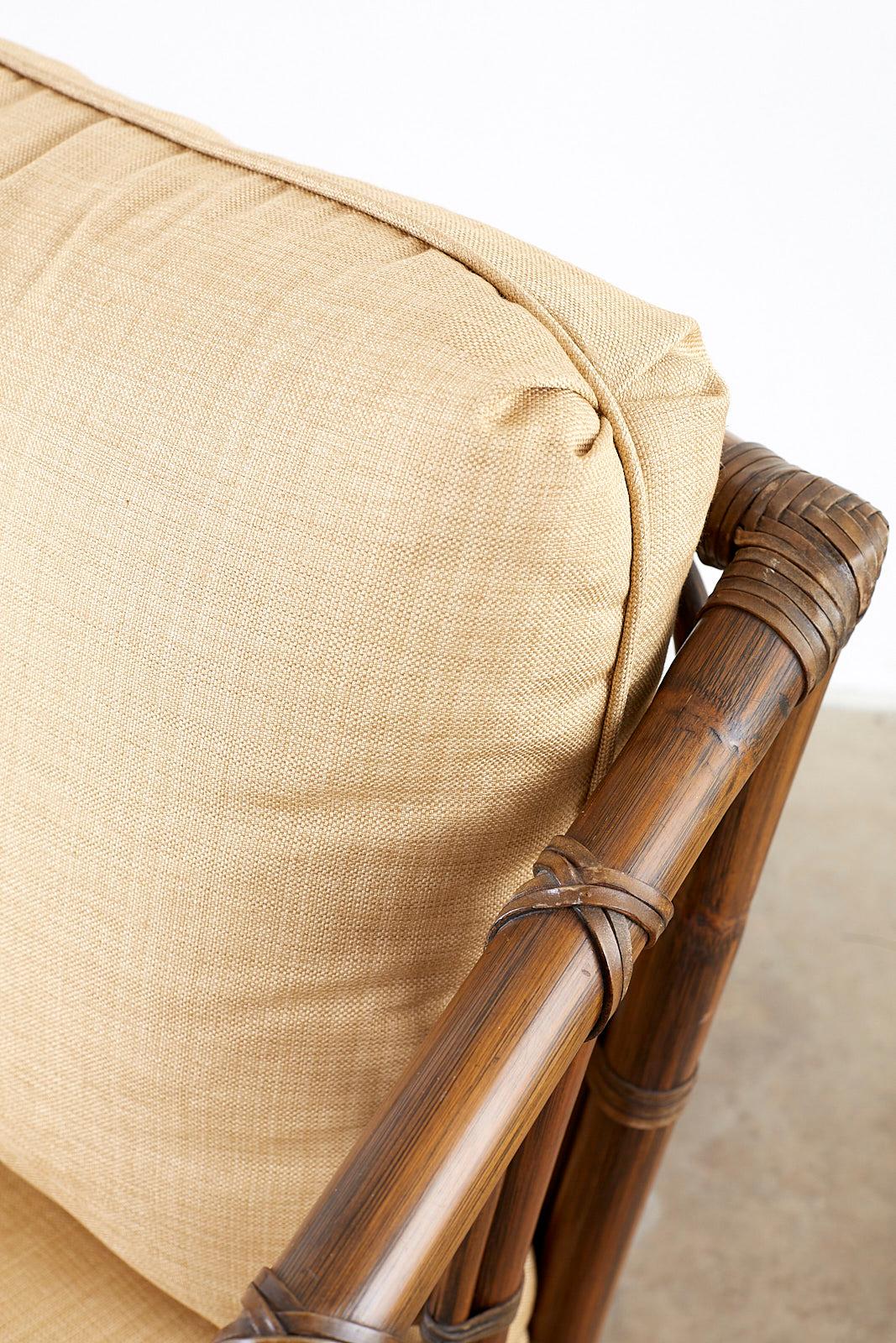 McGuire Organic Modern Bamboo Rattan Lounge Chair In Good Condition In Rio Vista, CA
