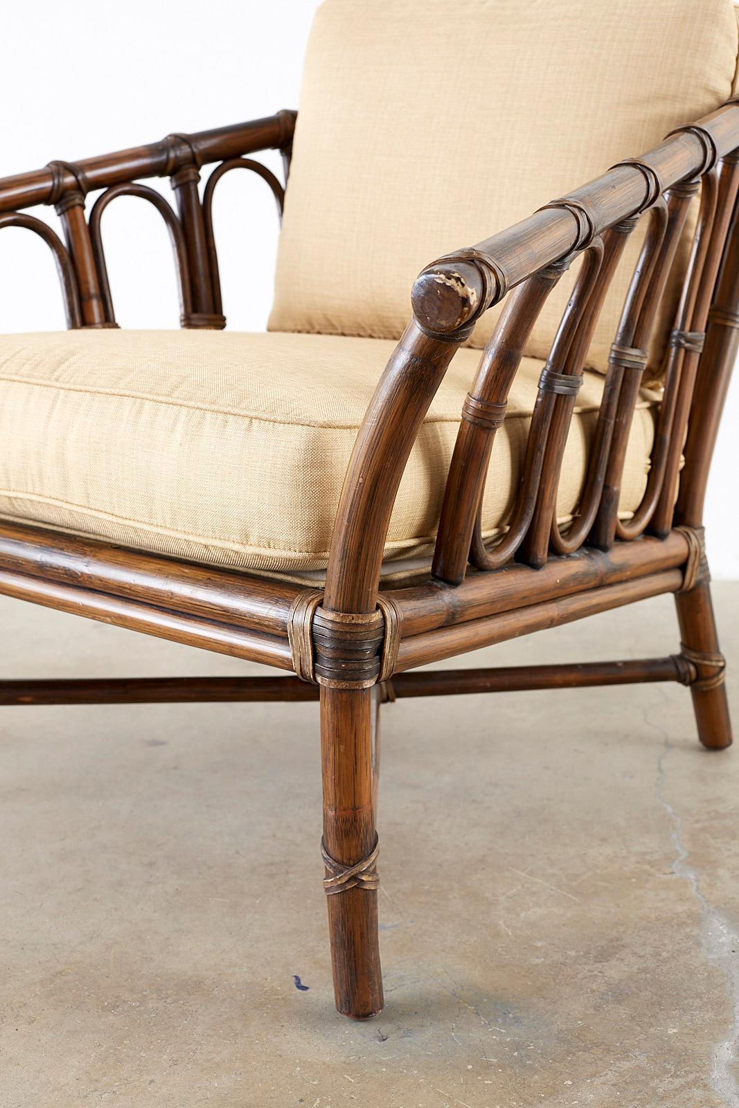 20th Century McGuire Organic Modern Bamboo Rattan Lounge Chair