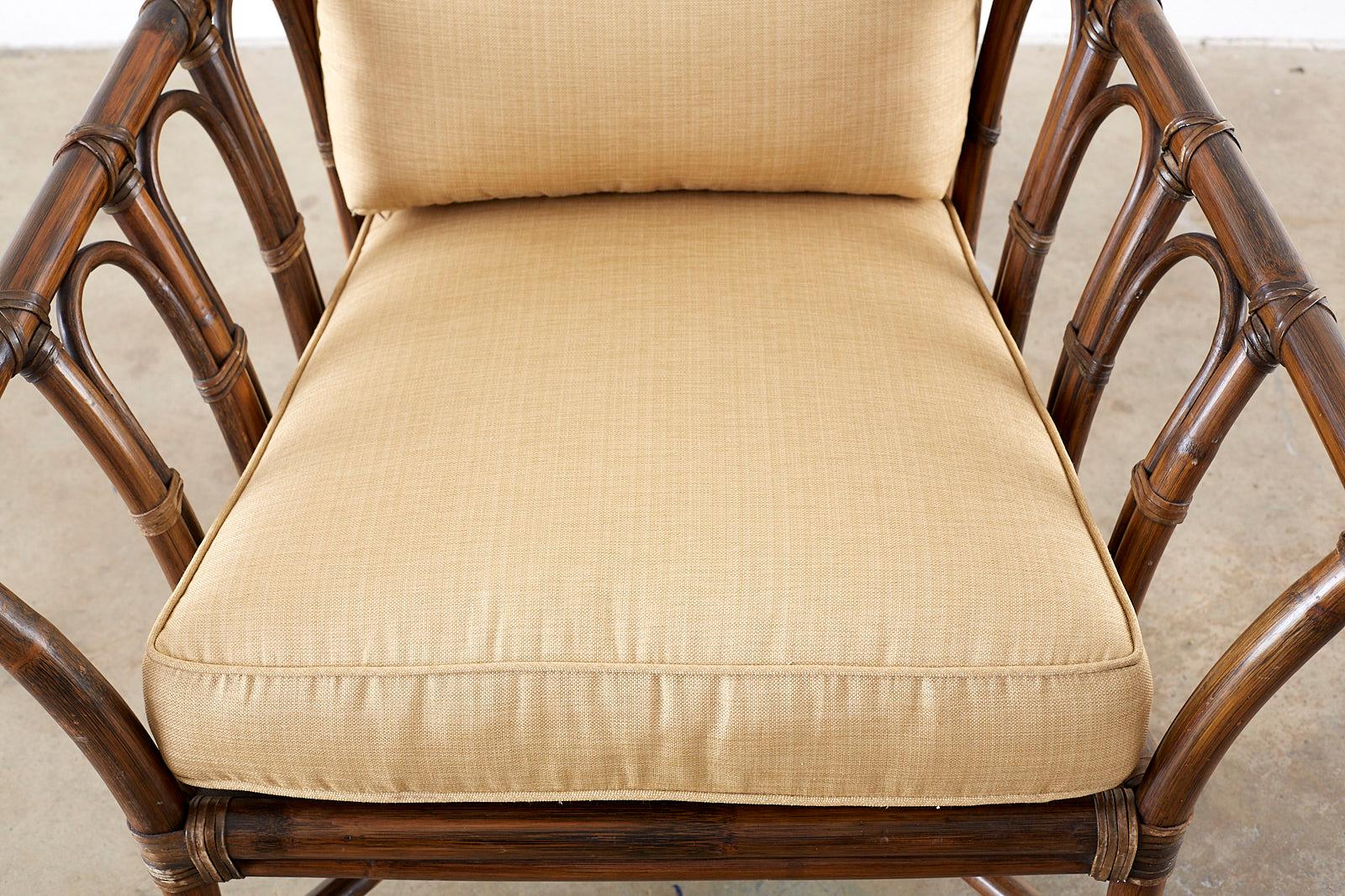 Leather McGuire Organic Modern Bamboo Rattan Lounge Chair