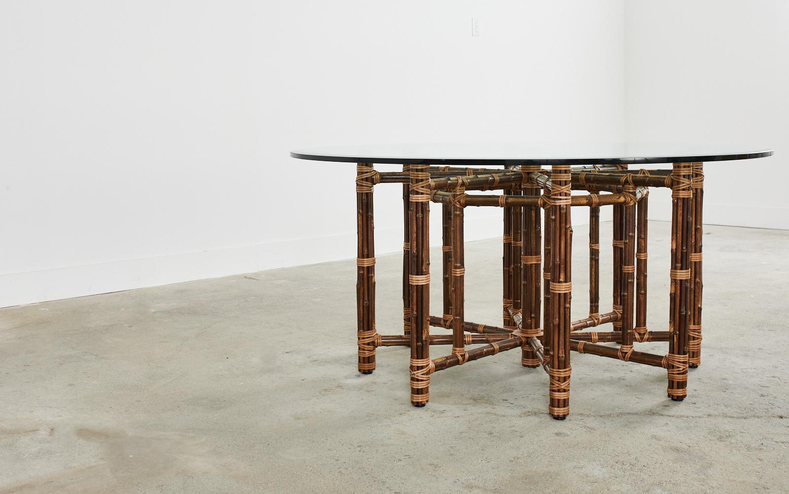 American McGuire Organic Modern Bamboo Rattan Octagonal Dining Table
