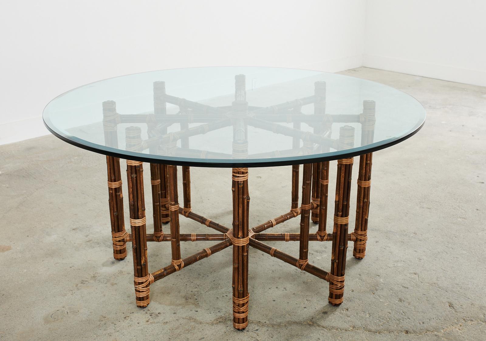 McGuire Organic Modern Bamboo Rattan Octagonal Dining Table In Good Condition In Rio Vista, CA