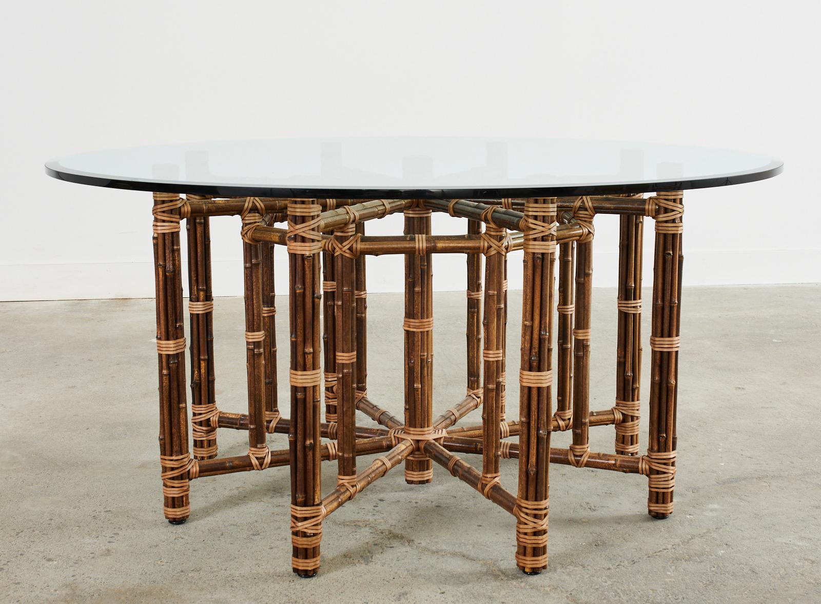 20th Century McGuire Organic Modern Bamboo Rattan Octagonal Dining Table