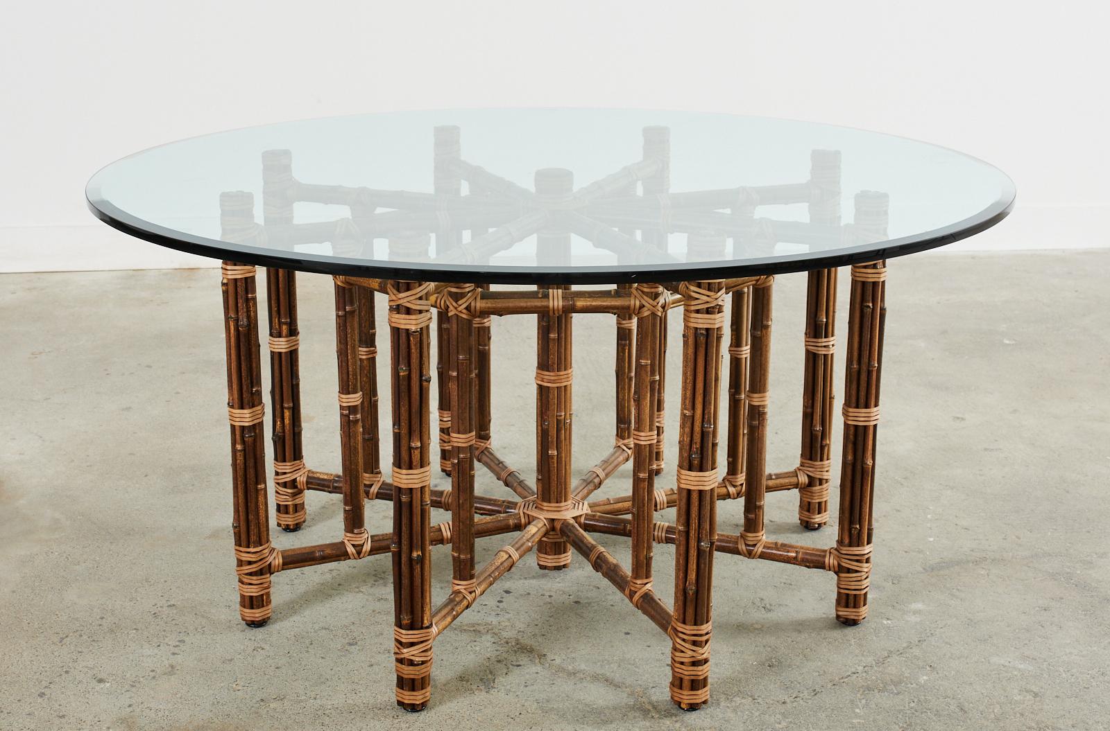 Leather McGuire Organic Modern Bamboo Rattan Octagonal Dining Table
