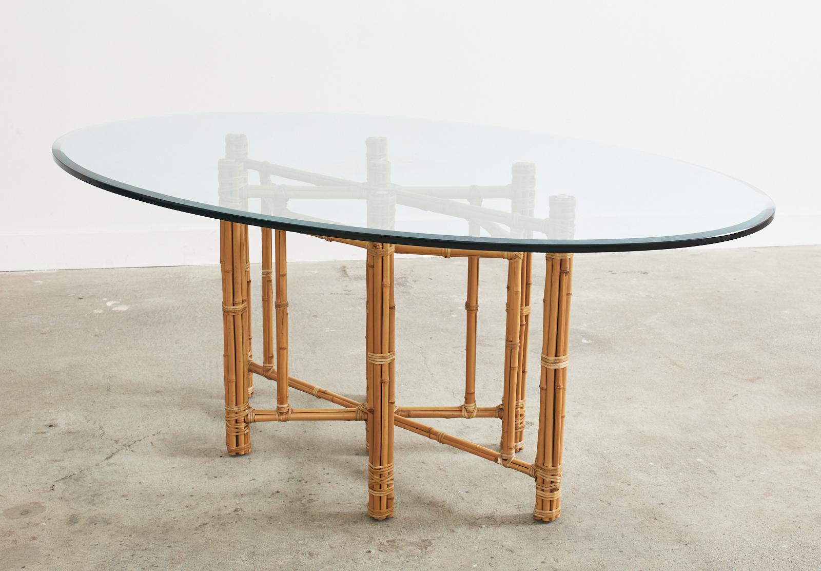 McGuire Organic Modern Bamboo Rattan Oval Dining Table 4