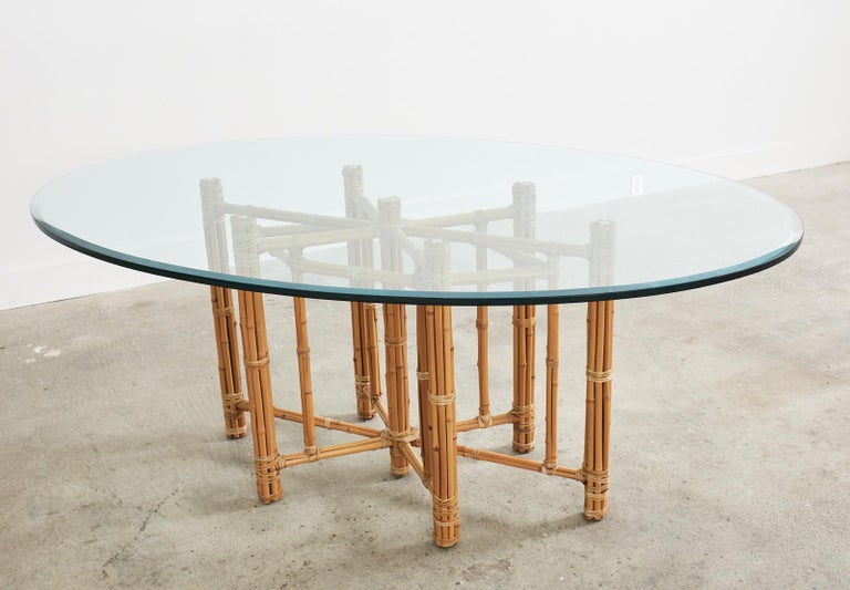 American McGuire Organic Modern Bamboo Rattan Oval Dining Table For Sale
