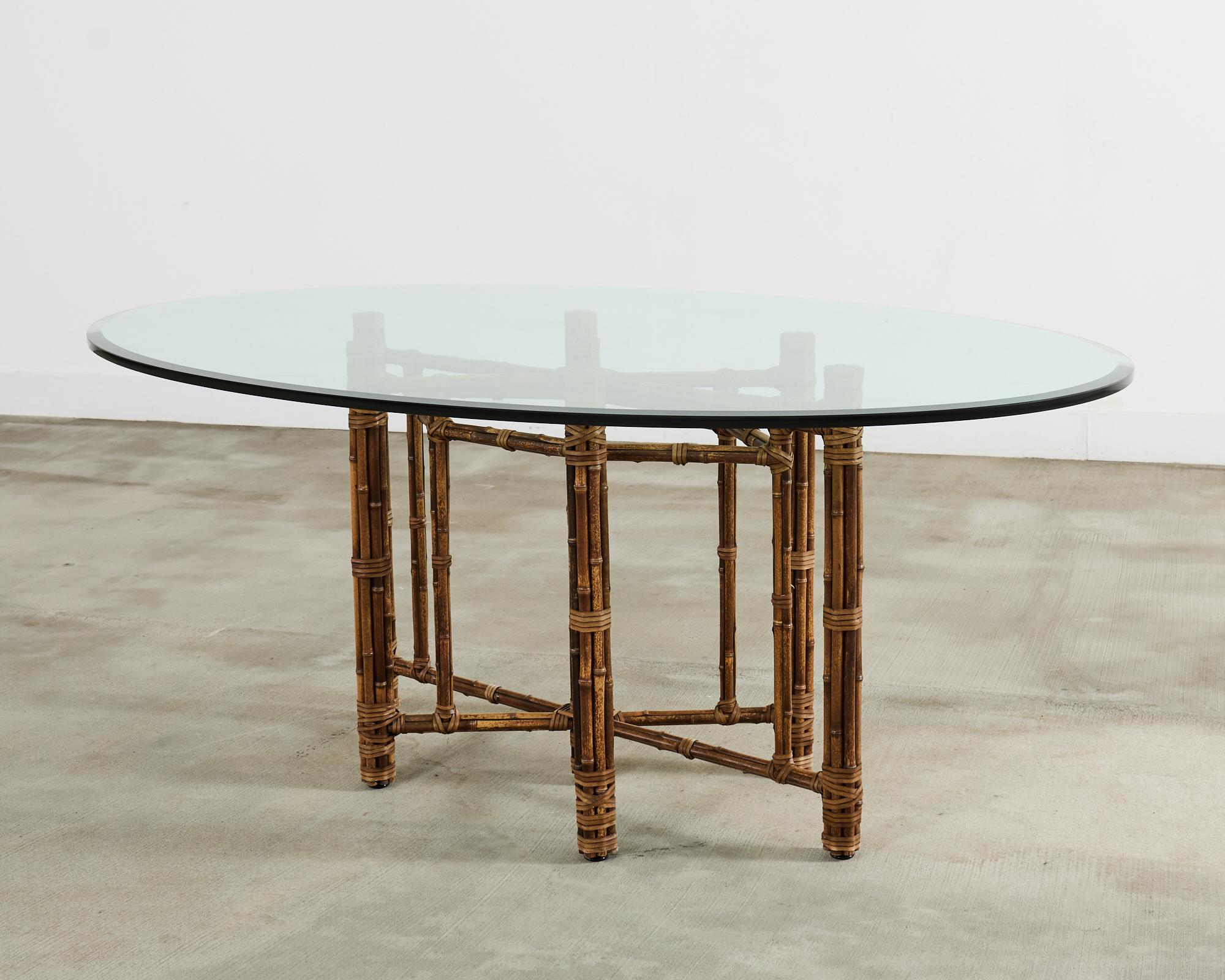 American McGuire Organic Modern Bamboo Rattan Oval Dining Table