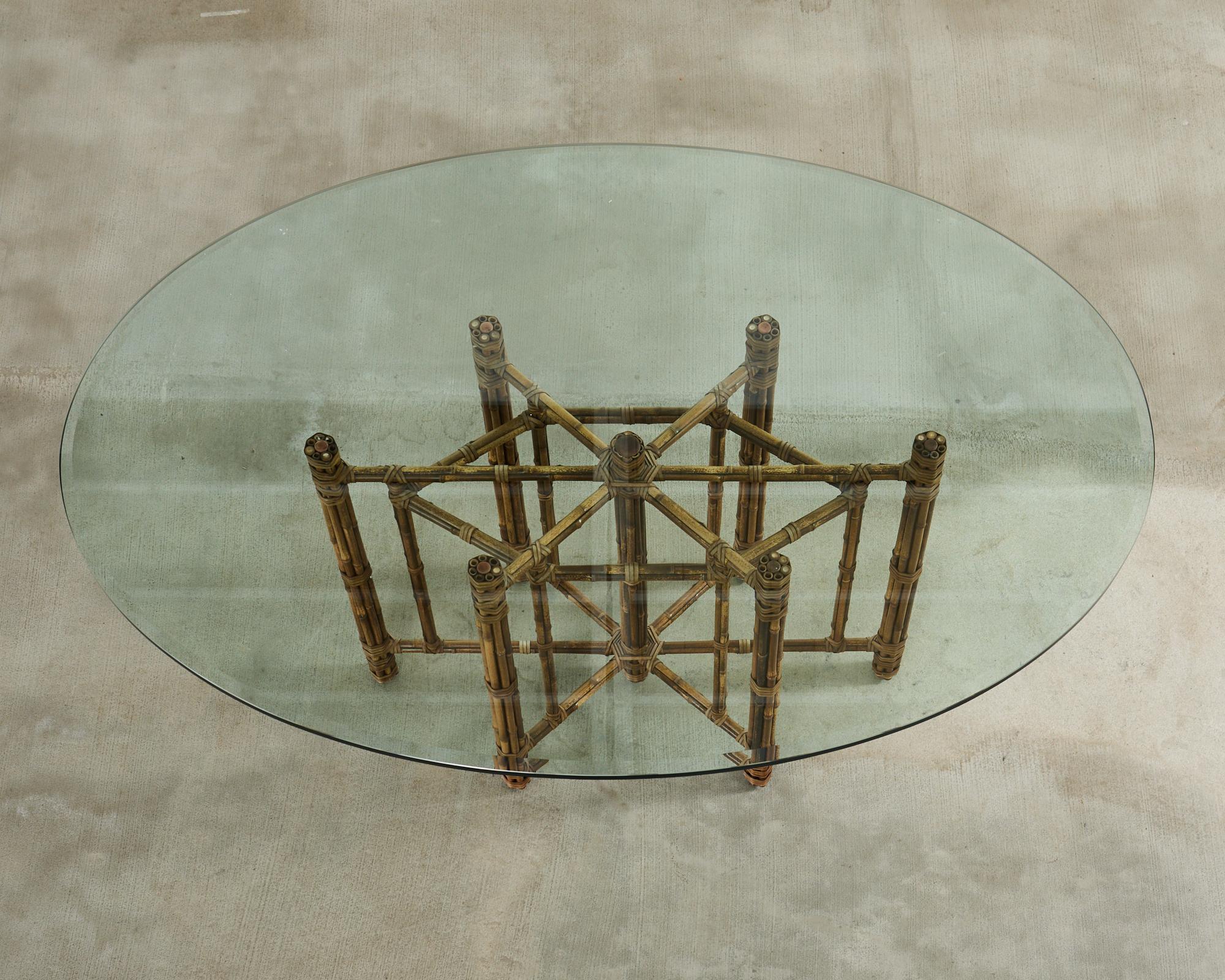 Hand-Crafted McGuire Organic Modern Bamboo Rattan Oval Dining Table