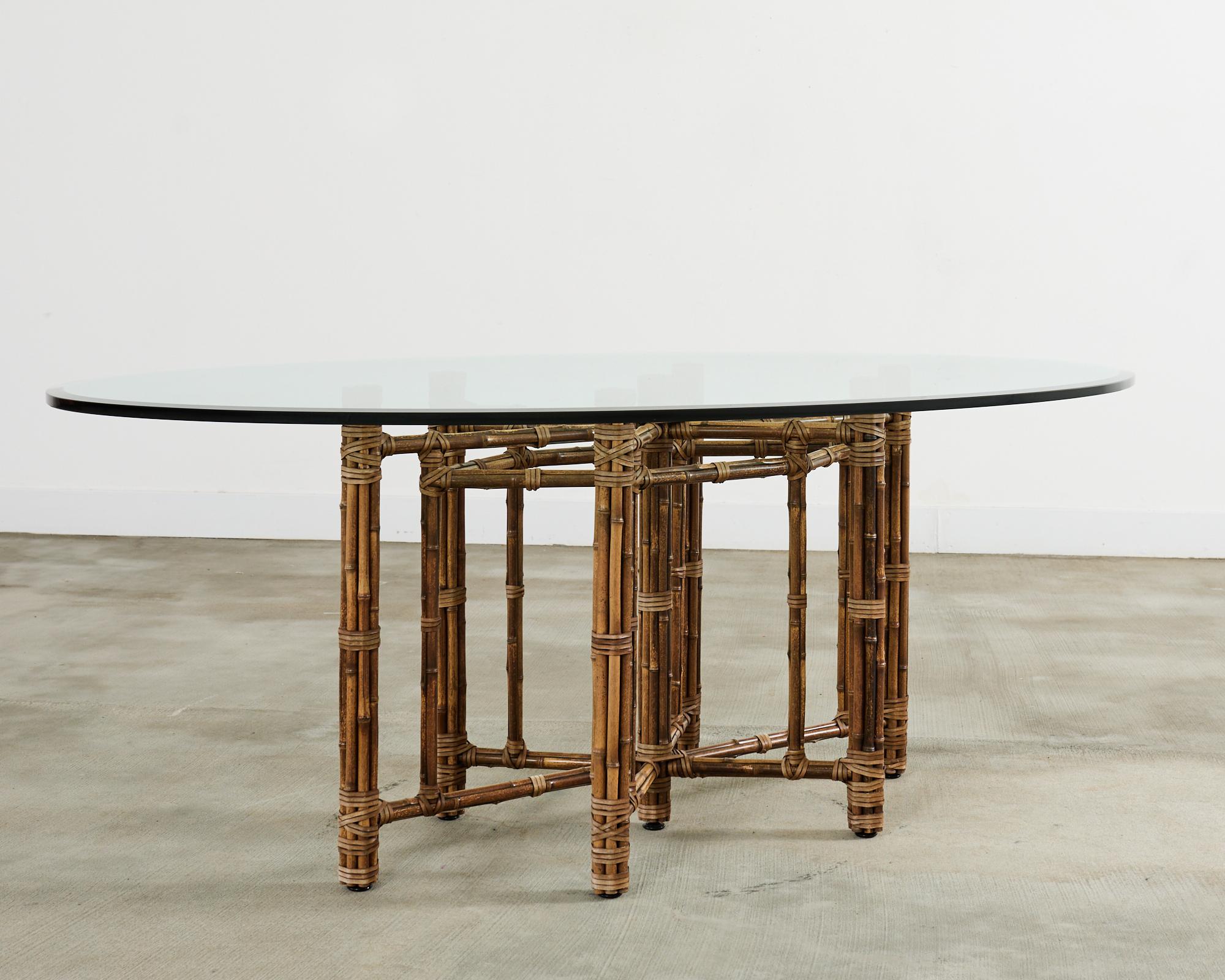 McGuire Organic Modern Bamboo Rattan Oval Dining Table In Good Condition In Rio Vista, CA