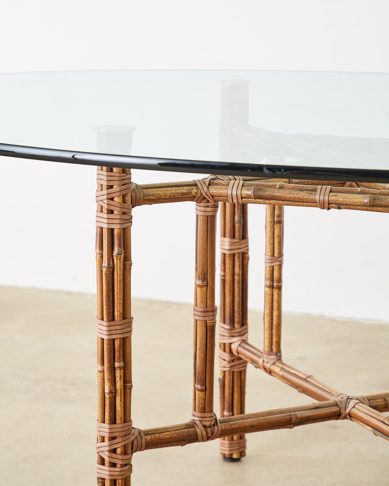 20th Century McGuire Organic Modern Bamboo Rattan Oval Dining Table