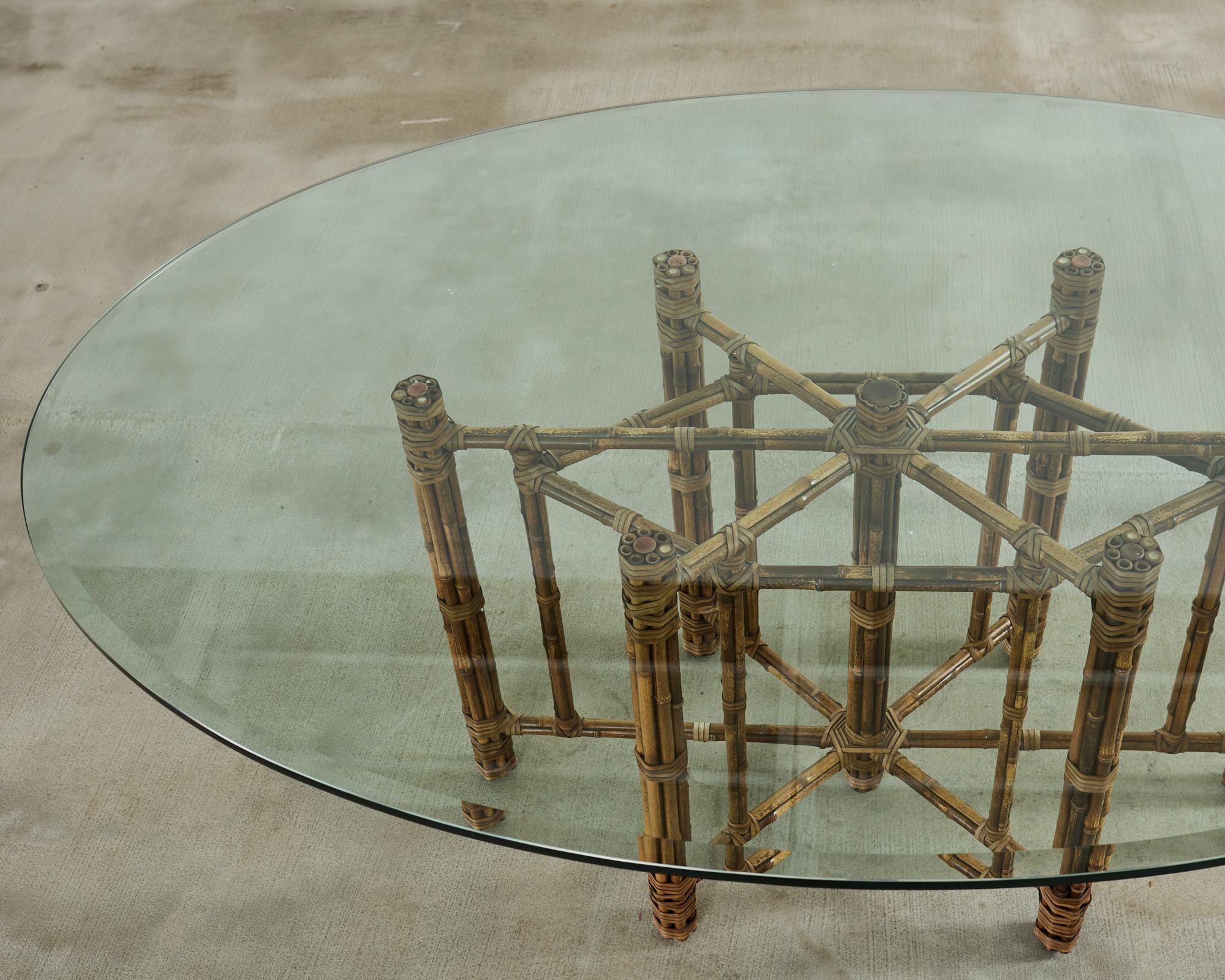 20th Century McGuire Organic Modern Bamboo Rattan Oval Dining Table