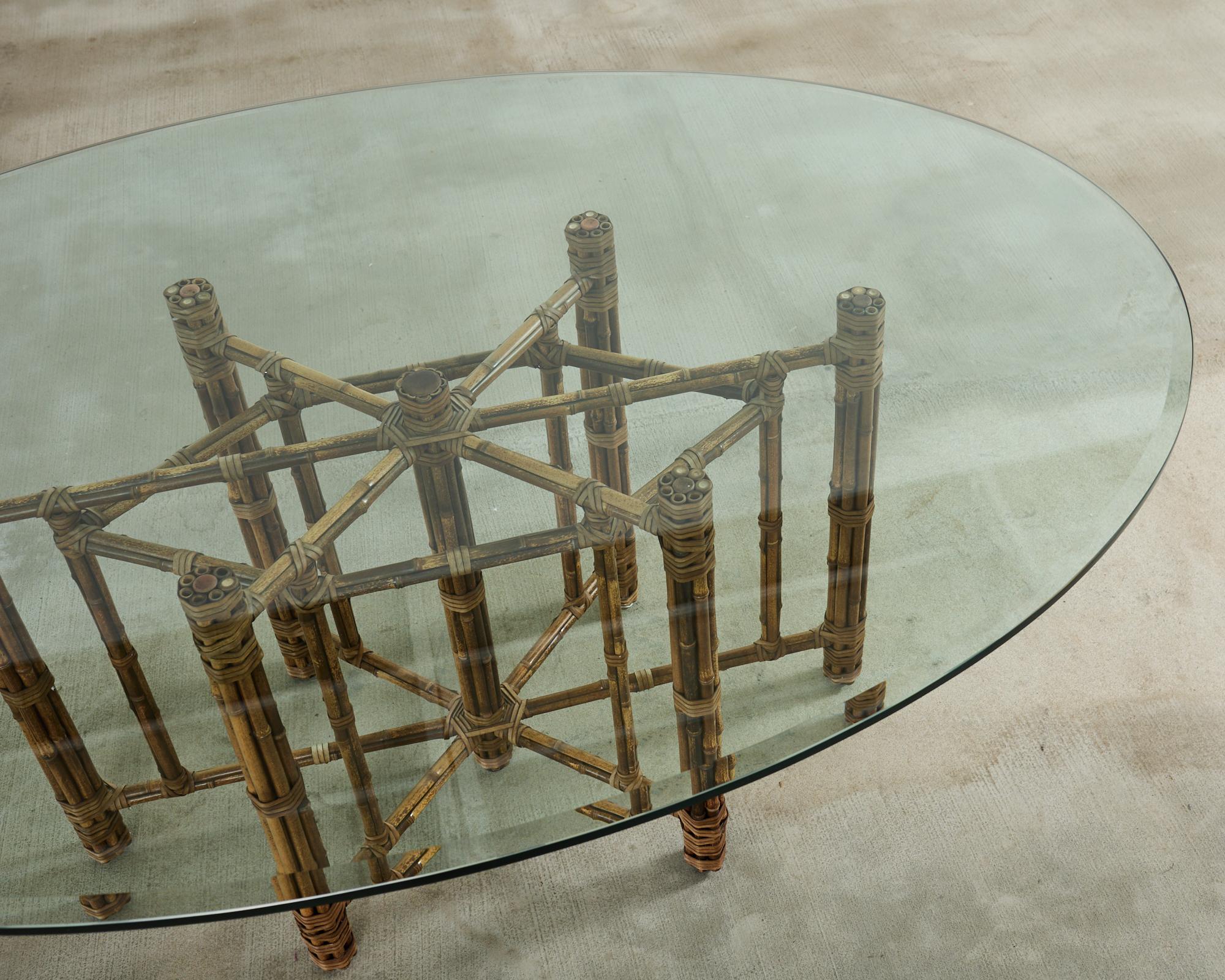 Leather McGuire Organic Modern Bamboo Rattan Oval Dining Table