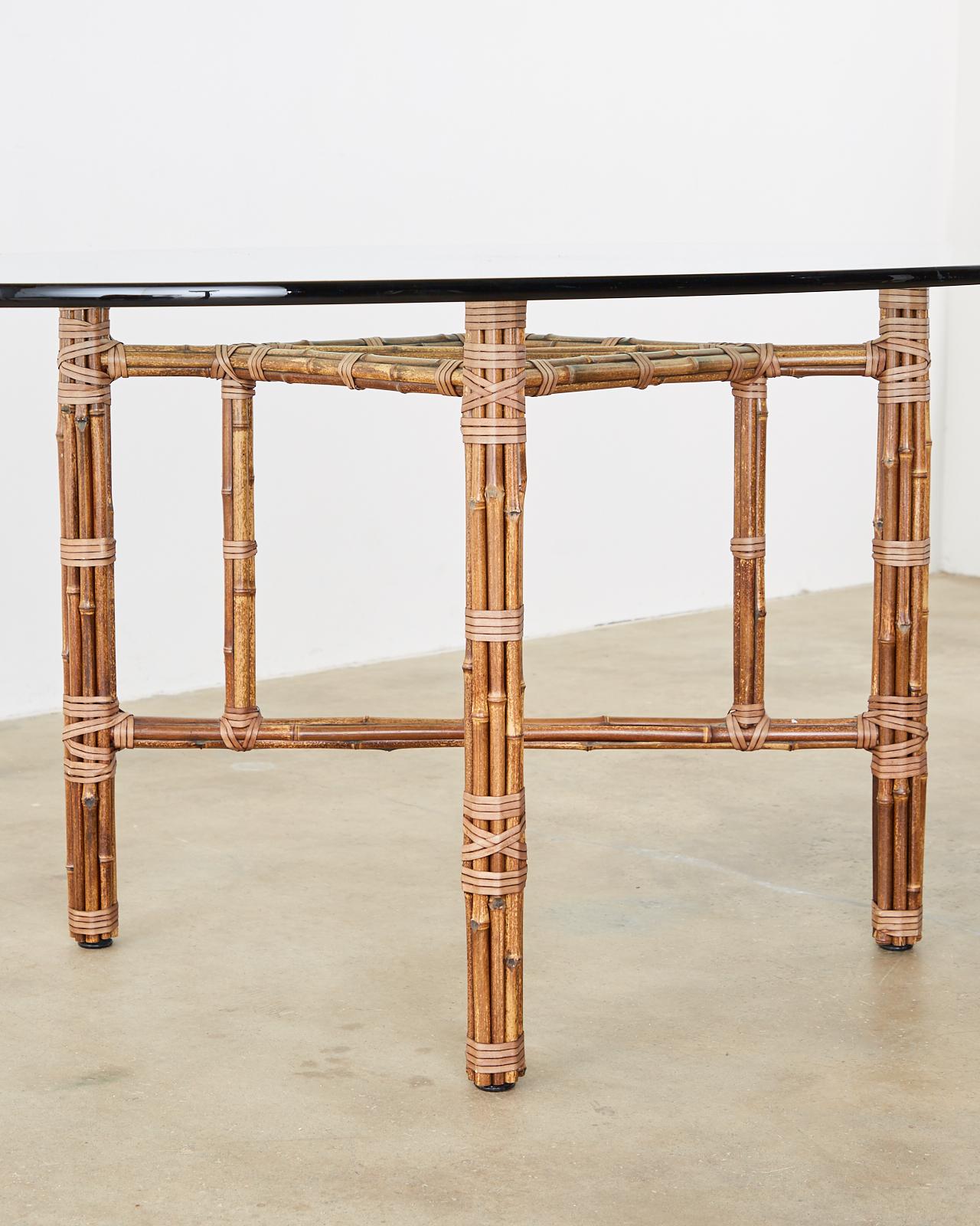American McGuire Organic Modern Bamboo Rattan Oval Dining Table
