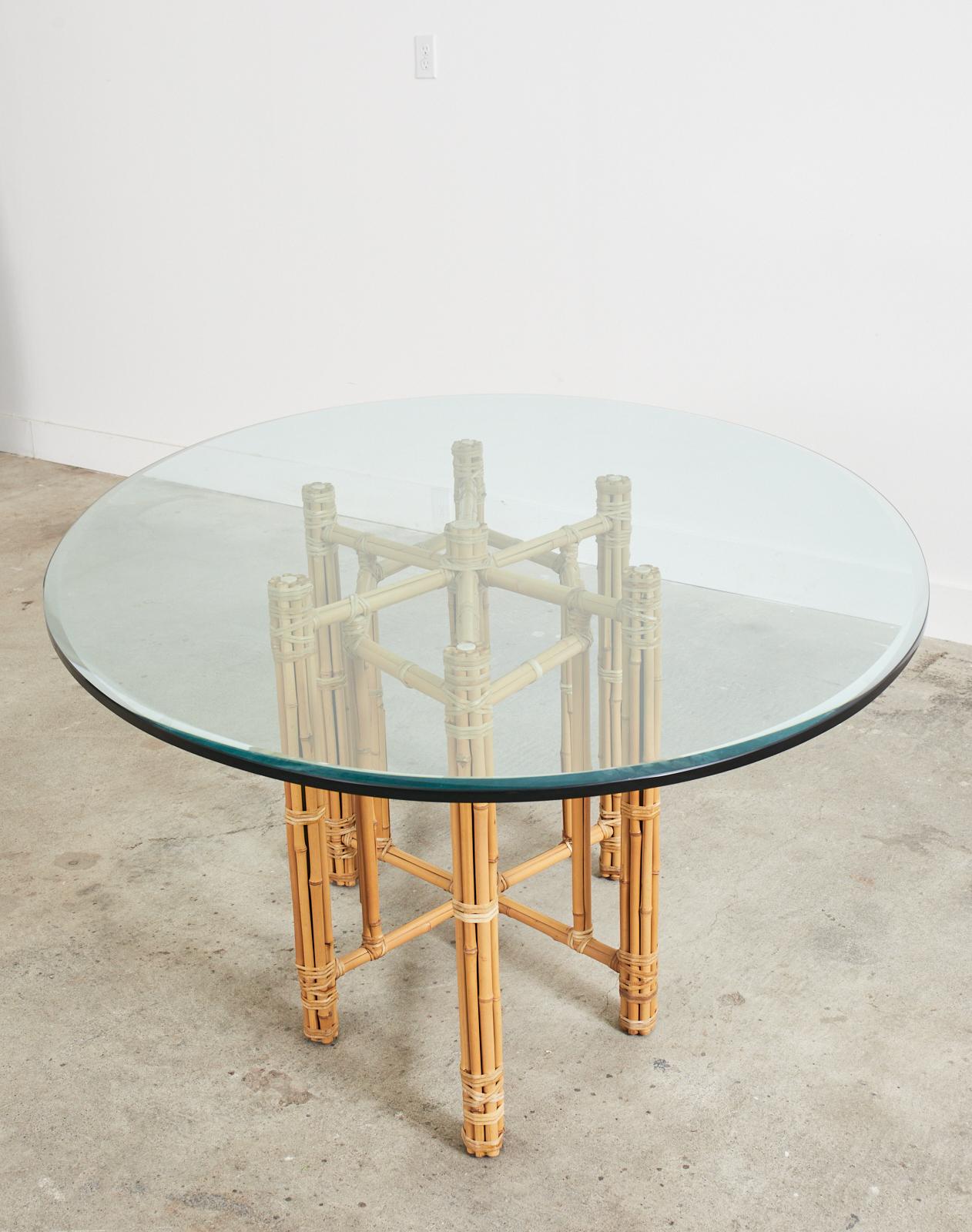 20th Century McGuire Organic Modern Bamboo Rattan Oval Dining Table