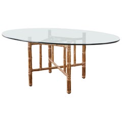 McGuire Organic Modern Bamboo Rattan Oval Dining Table