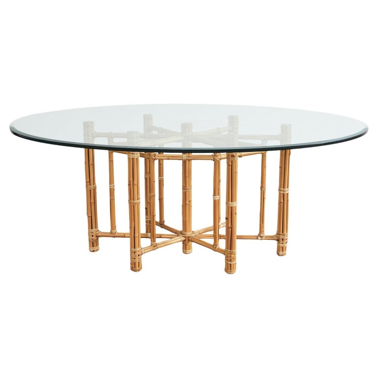 McGuire Organic Modern Bamboo Rattan Oval Dining Table For Sale