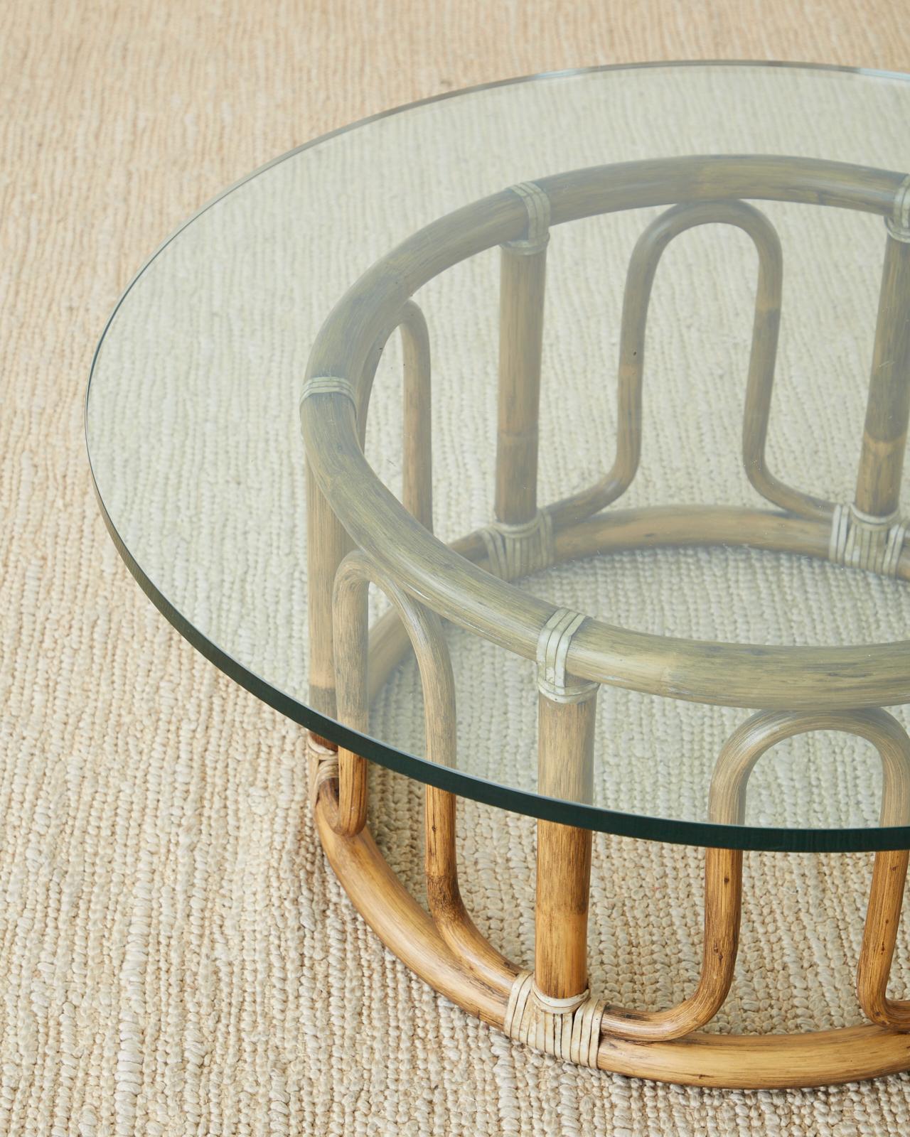 McGuire Organic Modern Bamboo Rattan Round Cocktail Table 3