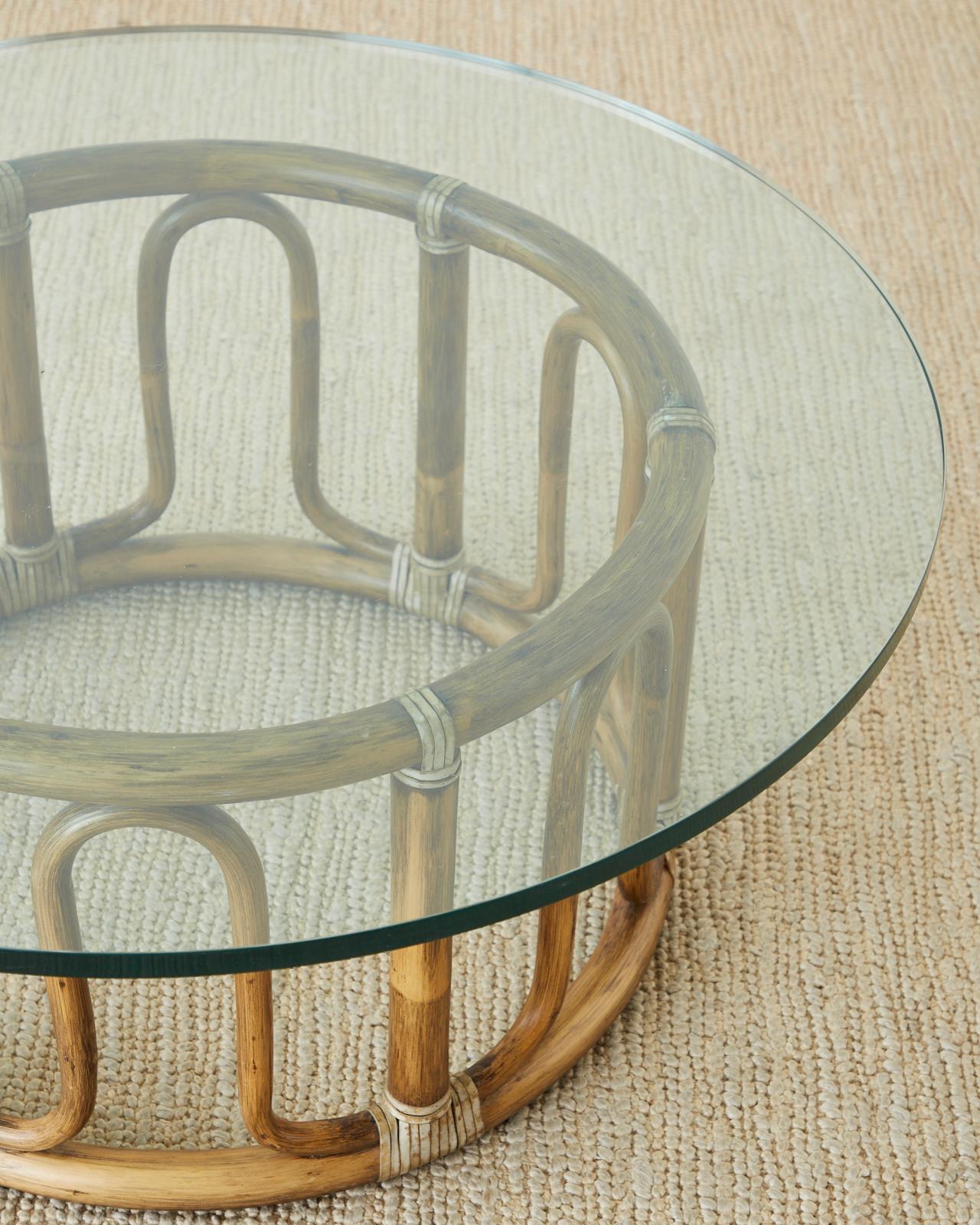 McGuire Organic Modern Bamboo Rattan Round Cocktail Table 4