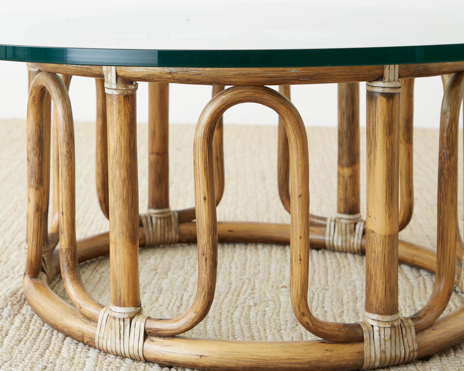 McGuire Organic Modern Bamboo Rattan Round Cocktail Table 6