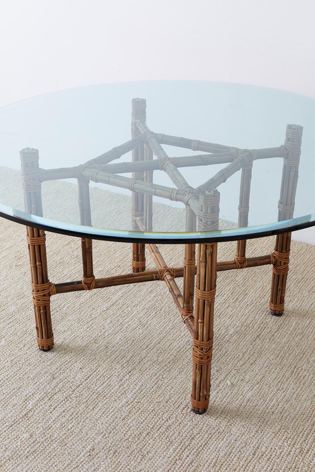 Beveled McGuire Organic Modern Bamboo Rattan Round Dining Table