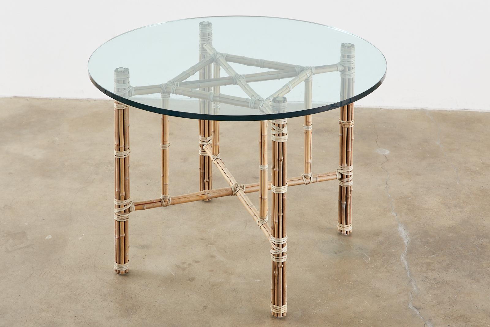Hand-Crafted McGuire Organic Modern Bamboo Rattan Round Dining Table