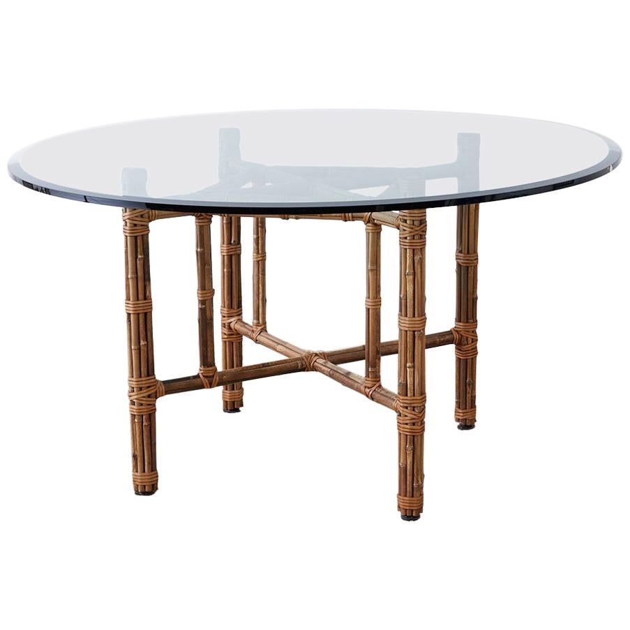 McGuire Organic Modern Bamboo Rattan Round Dining Table