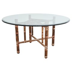 Used McGuire Organic Modern Bamboo Rattan Round Dining Table