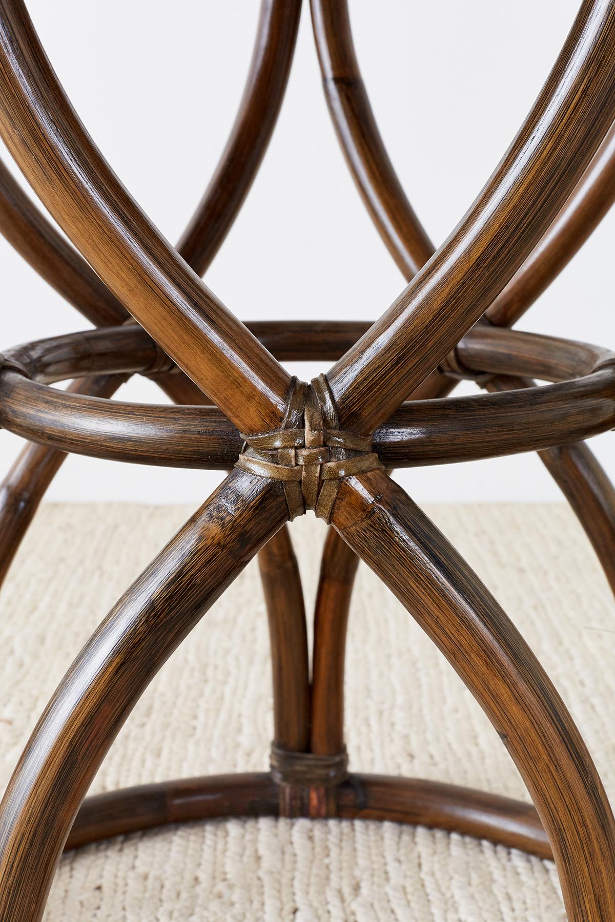 Hand-Crafted McGuire Organic Modern Bamboo Rattan Round Drink Table