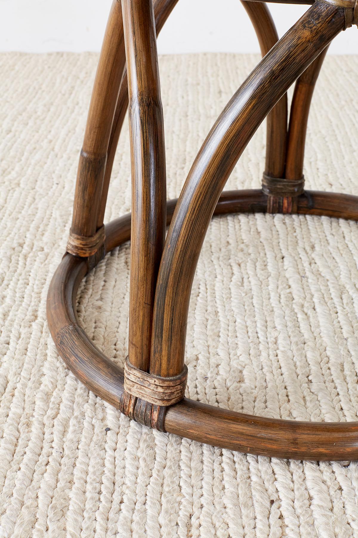 McGuire Organic Modern Bamboo Rattan Round Drink Table In Good Condition In Rio Vista, CA